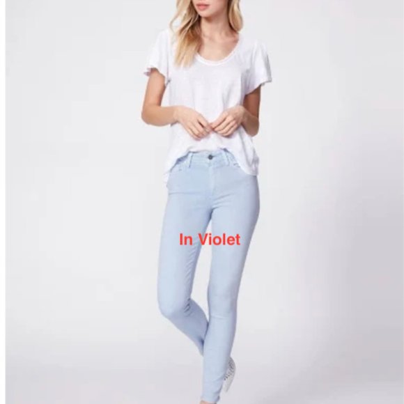 PAIGE Hoxton High Rise Light Violet Stretch Skinny Jeans Women Size 25 - Picture 2 of 10